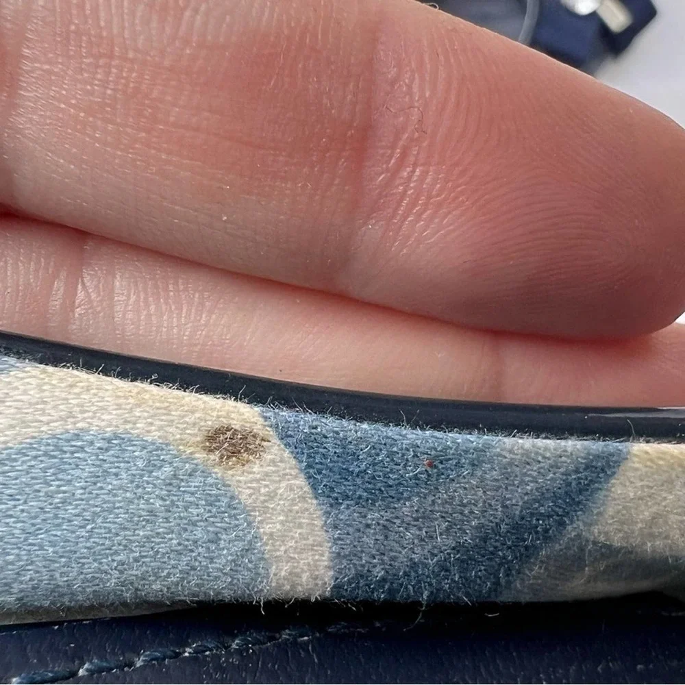 "COACH Poppy Navy/Denim Rhinestone Flats Size 7.5B - Chic Embellished Casual Sho - Picture 11 of 12